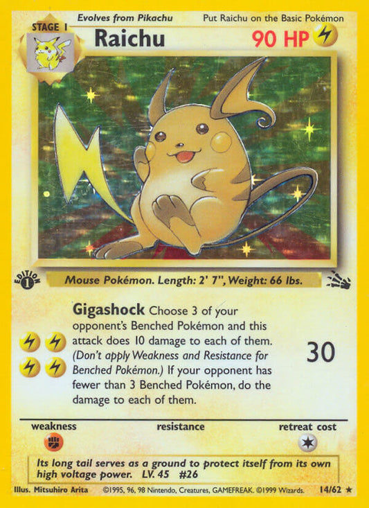 Raichu | Fossil | Classic | 14/62 | New Mint | Rare Holo