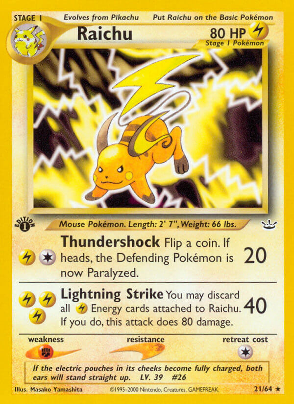 Raichu | Neo Revelation | Neo | 21/64 | New Mint | Rare