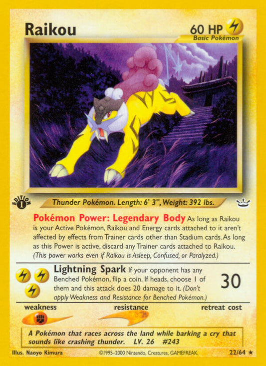 Raikou | Neo Revelation | Neo | 22/64 | New Mint | Rare