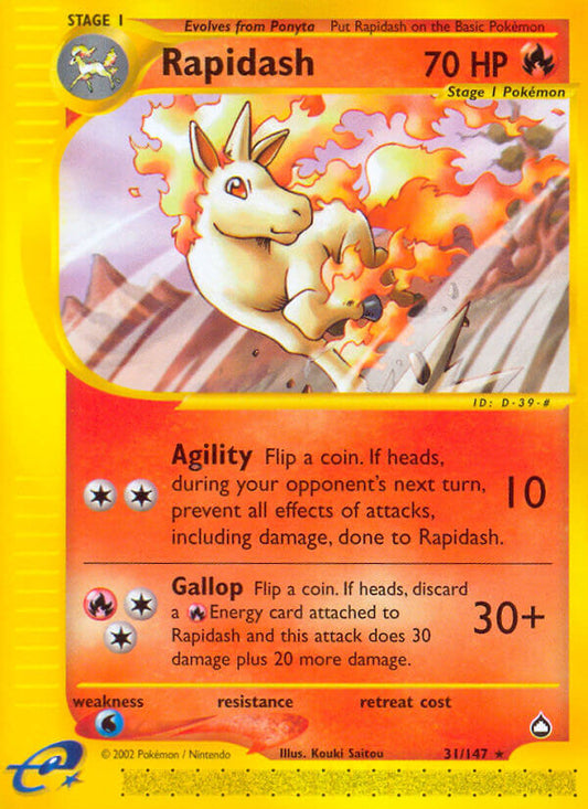 Rapidash | Aquapolis | E-Card | 31/147 | New Mint | Rare