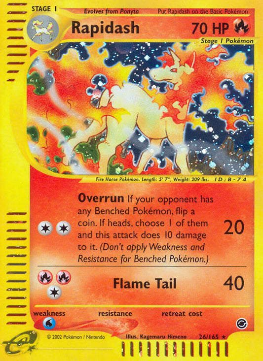 Rapidash | Expedition | E-Card | 26/165 | New Mint | Rare Holo