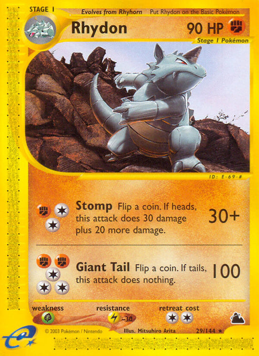 Rhydon | Skyridge | E-Card | 29/144 | New Mint | Rare