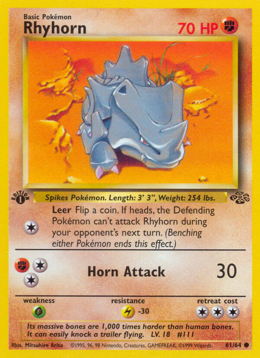 Rhyhorn | Jungle | Classic | 61/64 | New Mint | Common