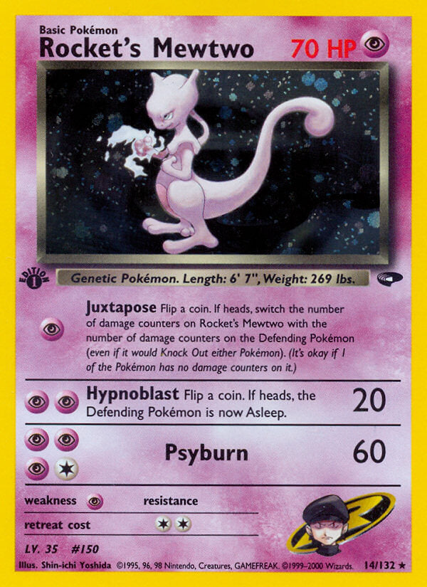 Rocket’s Mewtwo | Gym Challenge | Gym | 14/132 | New Mint | Rare Holo