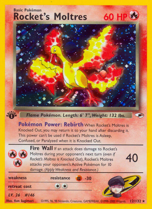 Rocket’s Moltres | Gym Heroes | Gym | 12/132 | New Mint | Rare Holo