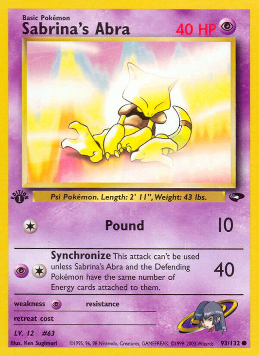 Sabrina’s Abra | Gym Challenge | Gym | 93/132 | New Mint | Common