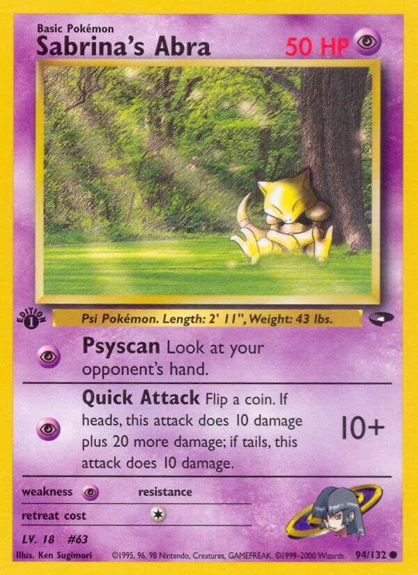 Sabrina’s Abra | Gym Challenge | Gym | 94/132 | New Mint | Common