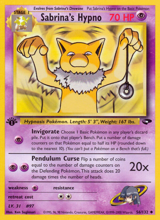 Sabrina’s Hypno | Gym Challenge | Gym | 56/132 | New Mint | Uncommon