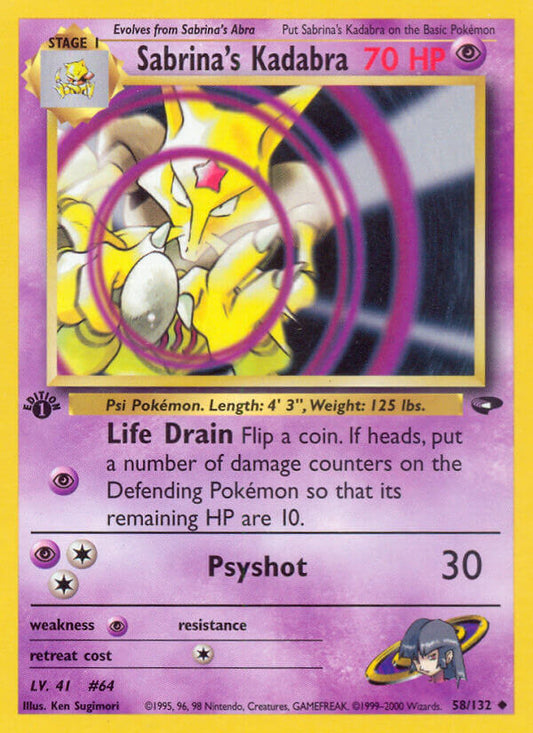 Sabrina’s Kadabra | Gym Challenge | Gym | 58/132 | New Mint | Uncommon