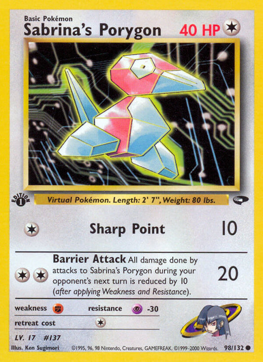 Sabrina’s Porygon | Gym Challenge | Gym | 98/132 | New Mint | Common