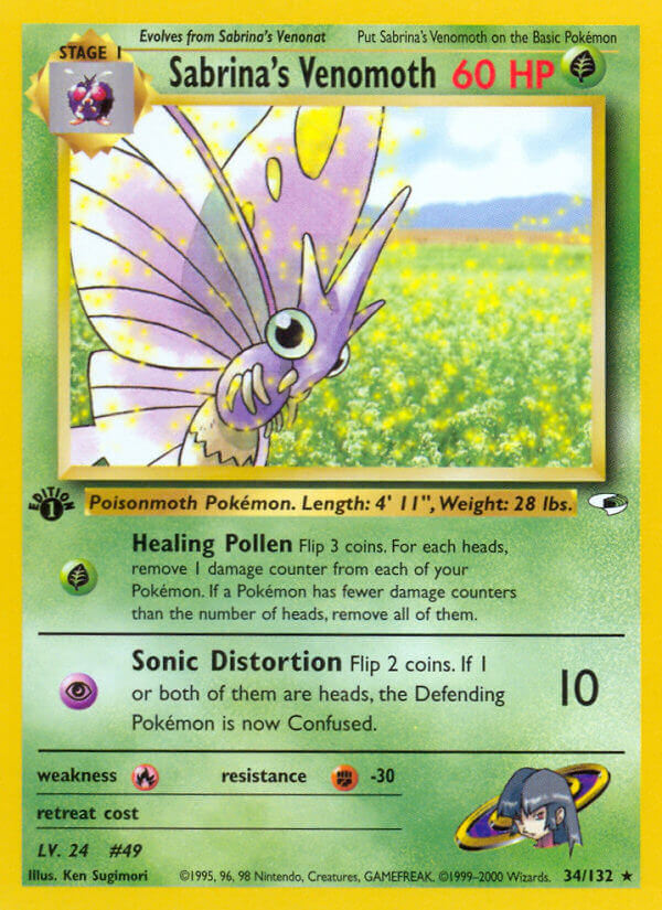 Sabrina’s Venomoth | Gym Heroes | Gym | 34/132 | New Mint | Rare