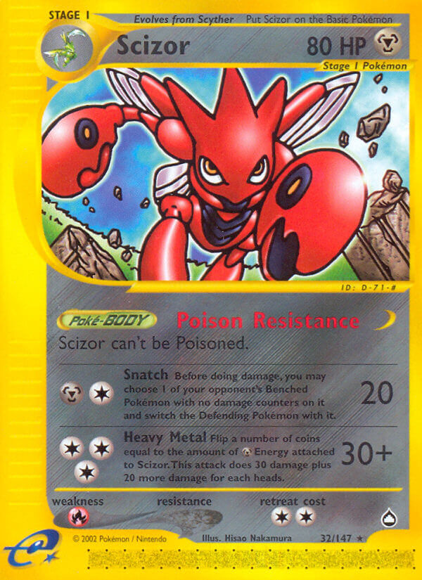 Scizor | Aquapolis | E-Card | 32/147 | New Mint | Rare