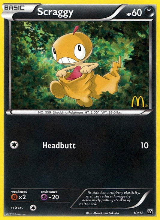 Scraggy | McDonald's Collection 2012 | Black & White | 10/12 | New Mint | No Rarity
