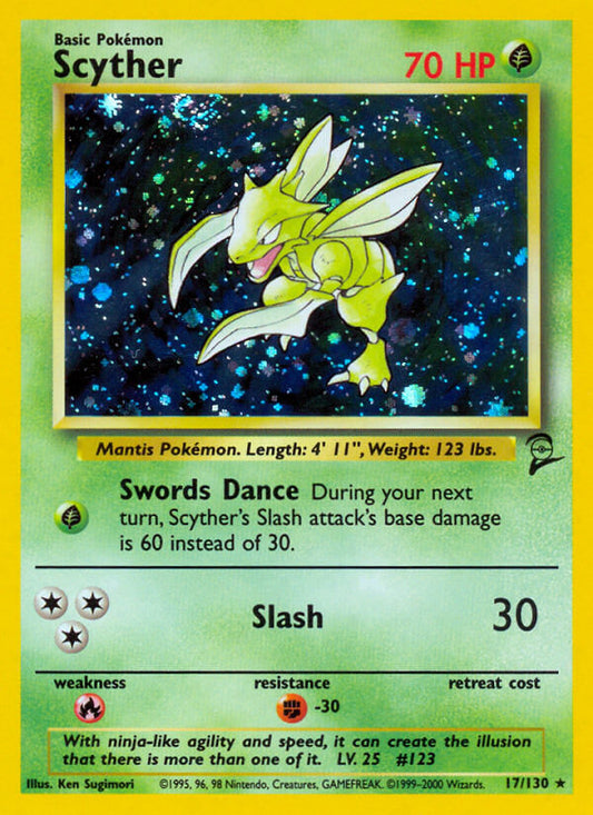 Scyther | Base Set 2 | Classic | 17/130 | New Mint | Rare Holo