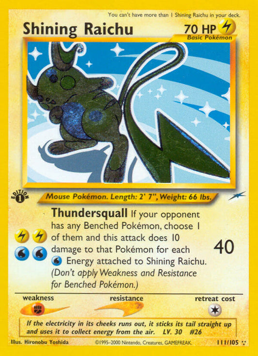 Shining Raichu | Neo Destiny | Neo | 111/105 | New Mint | Rare Shining