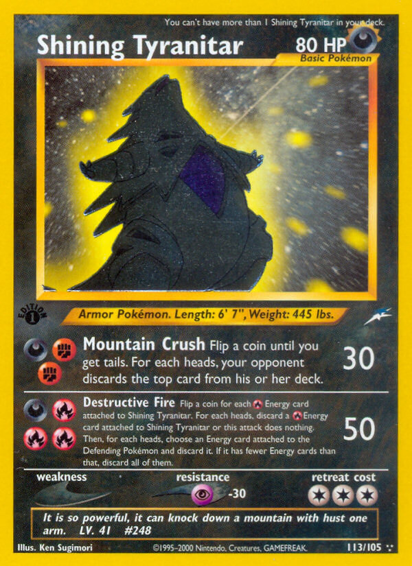 Shining Tyranitar | Neo Destiny | Neo | 113/105 | New Mint | Rare Shining