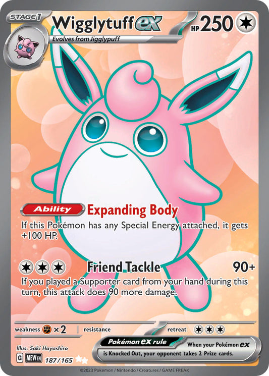 Wigglytuff ex | 151 | Scarlet & Violet | 187/165 | New Mint | Ultra Rare
