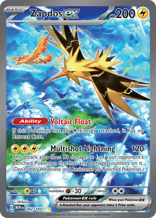 Zapdos ex | 151 | Scarlet & Violet | 202/165 | New Mint | Special Illustration Rare