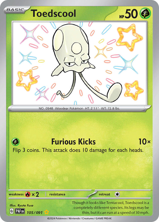 Toedscool | Paldean Fates | Scarlet & Violet | 105/91 | New Mint | Shiny Rare