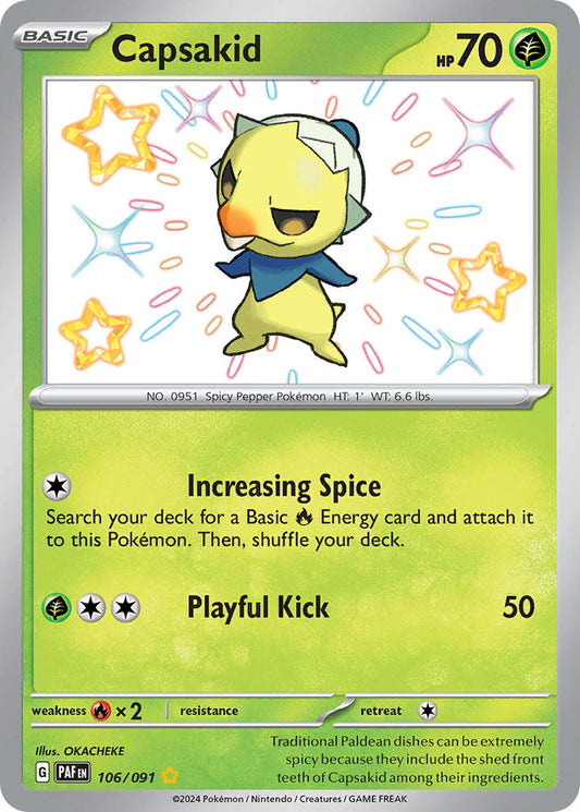 Capsakid | Paldean Fates | Scarlet & Violet | 106/91 | New Mint | Shiny Rare