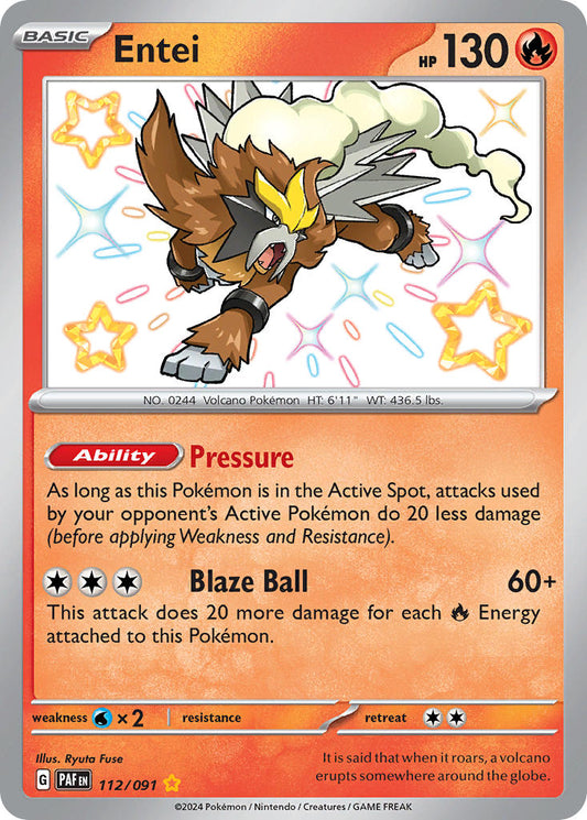 Entei | Paldean Fates | Scarlet & Violet | 112/91 | New Mint | Shiny Rare