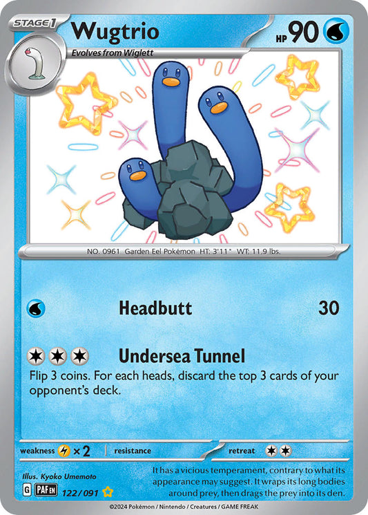 Wugtrio | Paldean Fates | Scarlet & Violet | 122/91 | New Mint | Shiny Rare