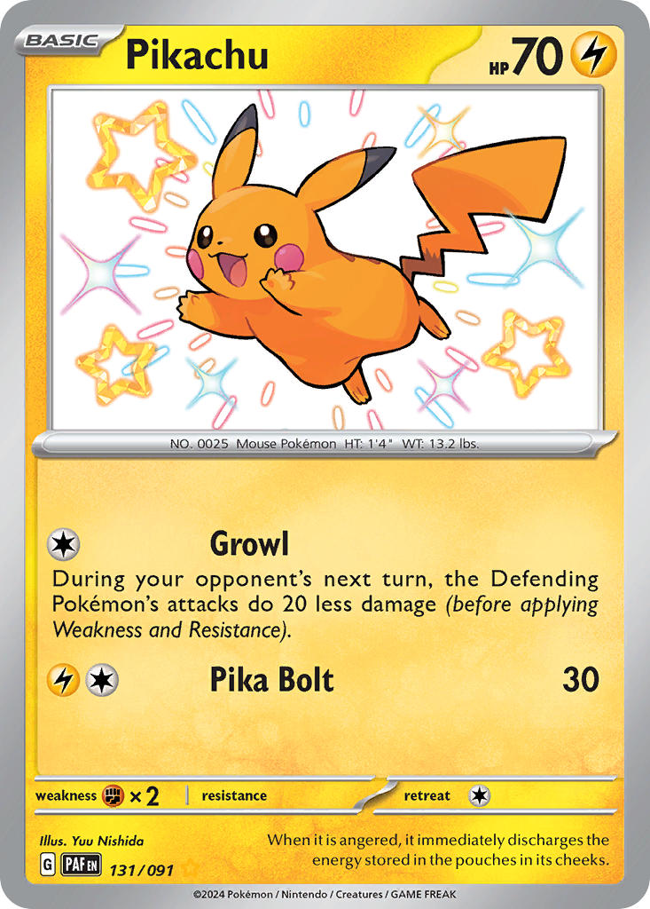 Pikachu | Paldean Fates | Scarlet & Violet | 131/91 | New Mint | Shiny Rare