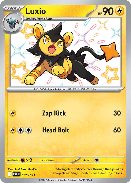 Luxio | Paldean Fates | Scarlet & Violet | 136/91 | New Mint | Shiny Rare