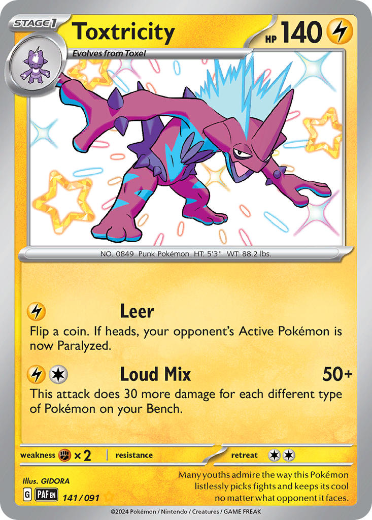 Toxtricity | Paldean Fates | Scarlet & Violet | 141/91 | New Mint | Shiny Rare