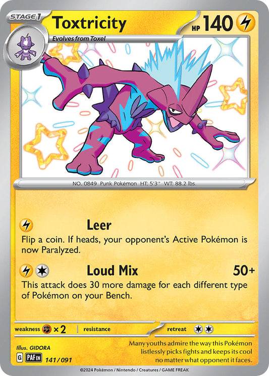 Toxtricity | Paldean Fates | Scarlet & Violet | 141/91 | New Mint | Shiny Rare
