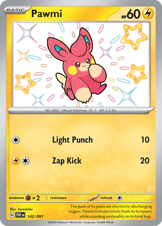 Pawmi | Paldean Fates | Scarlet & Violet | 142/91 | New Mint | Shiny Rare
