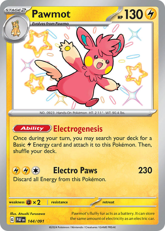 Pawmot | Paldean Fates | Scarlet & Violet | 144/91 | New Mint | Shiny Rare