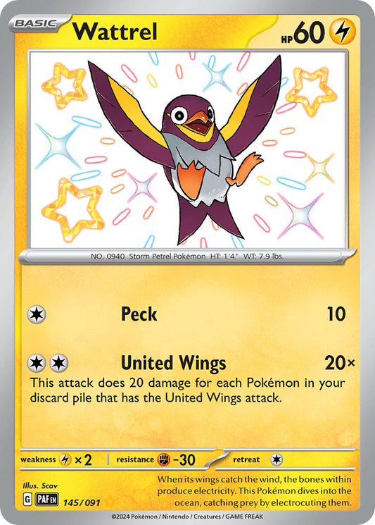 Wattrel | Paldean Fates | Scarlet & Violet | 145/91 | New Mint | Shiny Rare