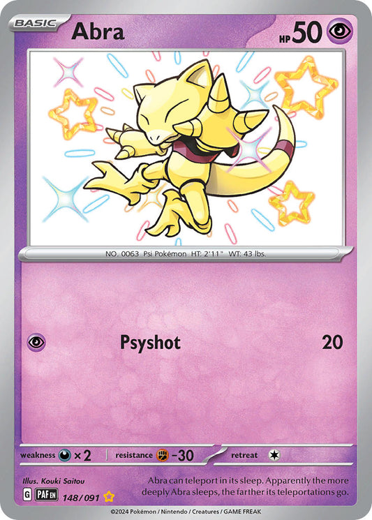 Abra | Paldean Fates | Scarlet & Violet | 148/91 | New Mint | Shiny Rare