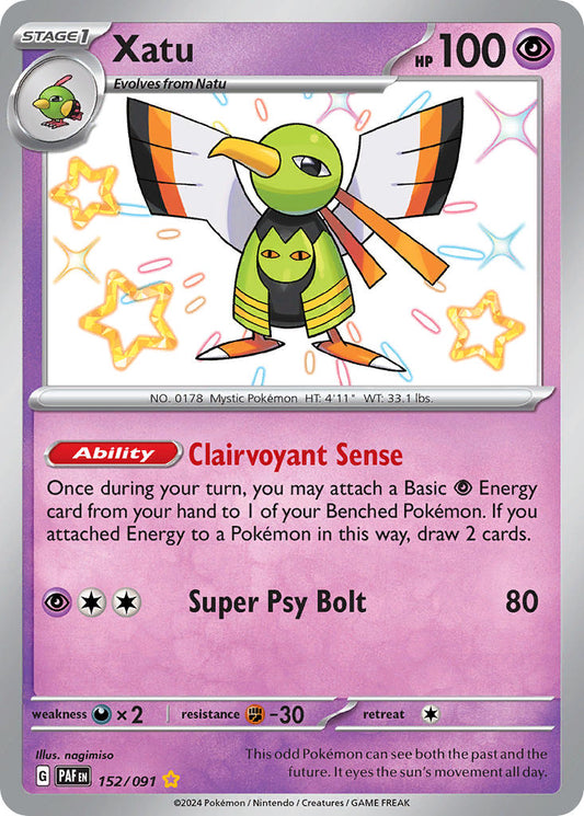 Xatu | Paldean Fates | Scarlet & Violet | 152/91 | New Mint | Shiny Rare