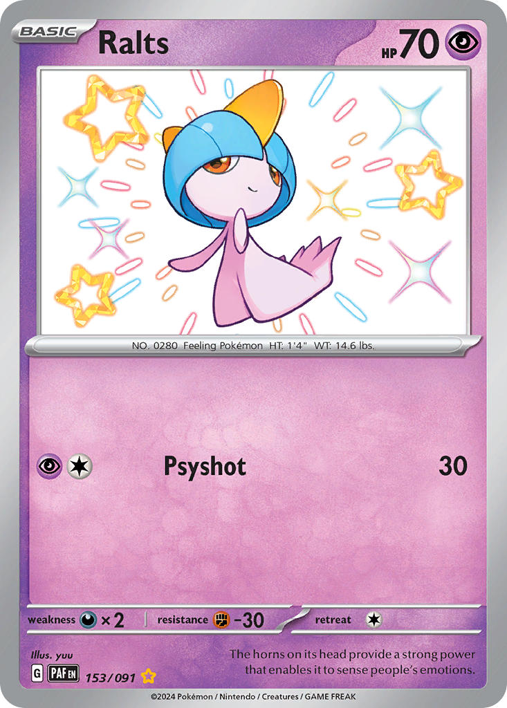 Ralts | Paldean Fates | Scarlet & Violet | 153/91 | New Mint | Shiny Rare