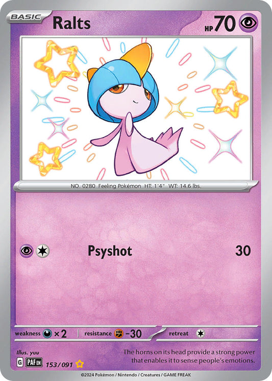 Ralts | Paldean Fates | Scarlet & Violet | 153/91 | New Mint | Shiny Rare