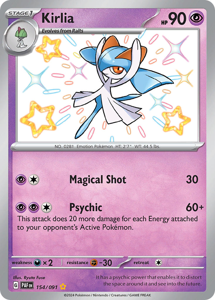 Kirlia | Paldean Fates | Scarlet & Violet | 154/91 | New Mint | Shiny Rare