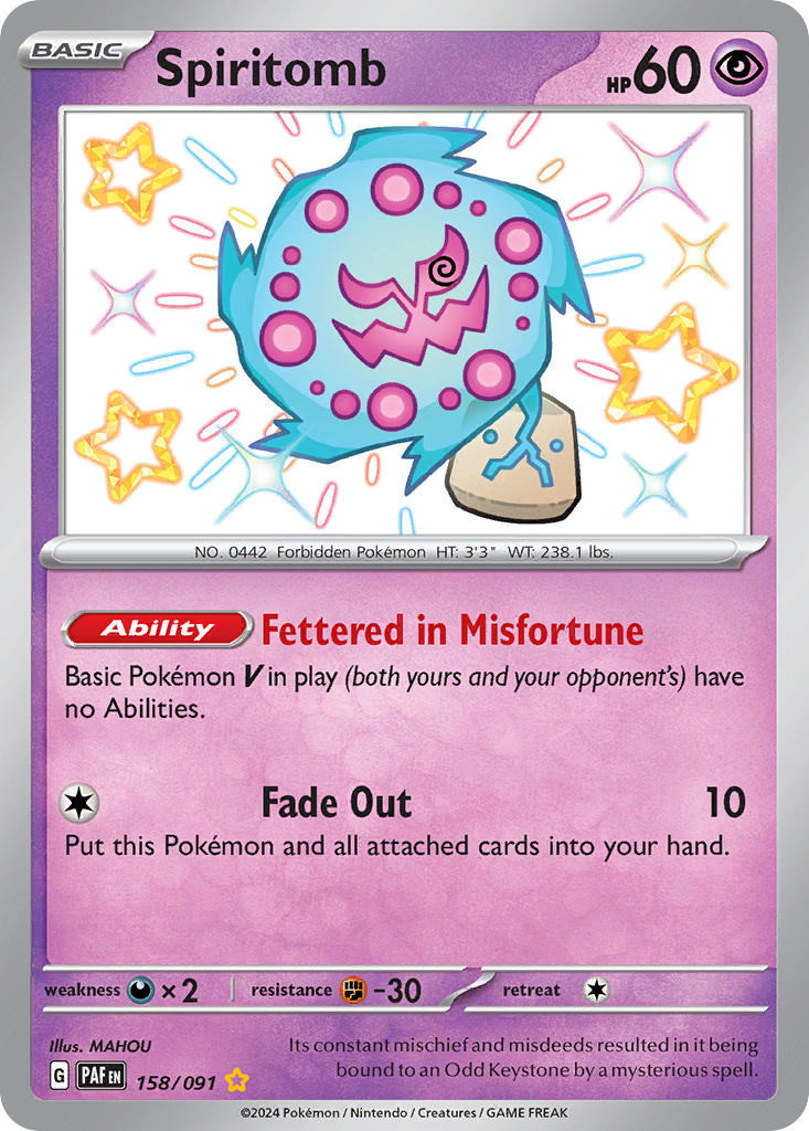 Spiritomb | Paldean Fates | Scarlet & Violet | 158/91 | New Mint | Shiny Rare