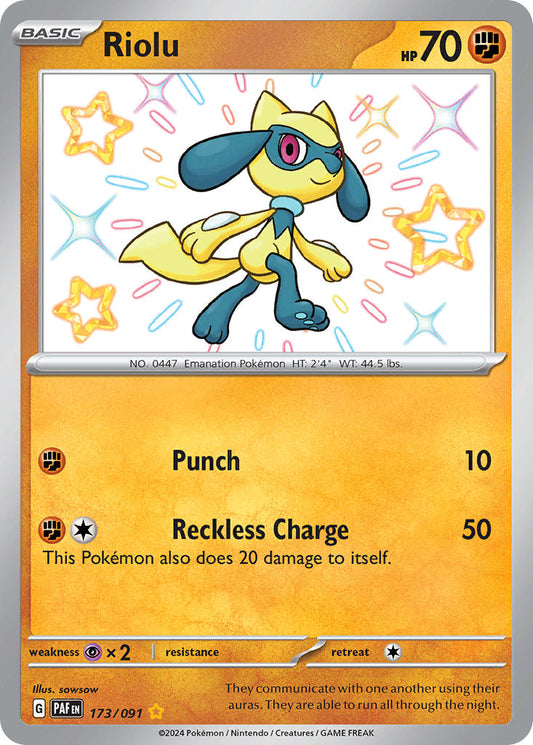 Riolu | Paldean Fates | Scarlet & Violet | 173/91 | New Mint | Shiny Rare