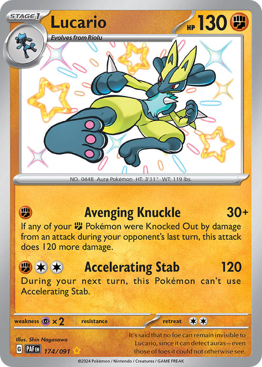 Lucario | Paldean Fates | Scarlet & Violet | 174/91 | New Mint | Shiny Rare