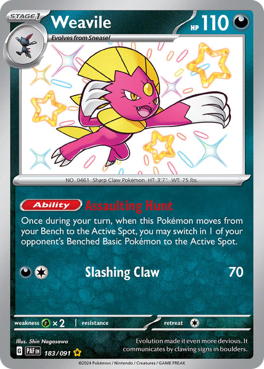 Weavile | Paldean Fates | Scarlet & Violet | 183/91 | New Mint | Shiny Rare