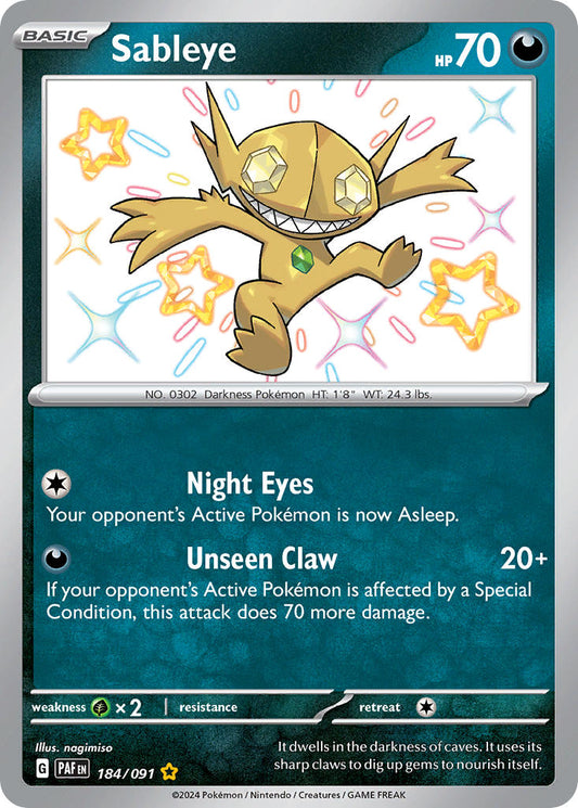 Sableye | Paldean Fates | Scarlet & Violet | 184/91 | New Mint | Shiny Rare