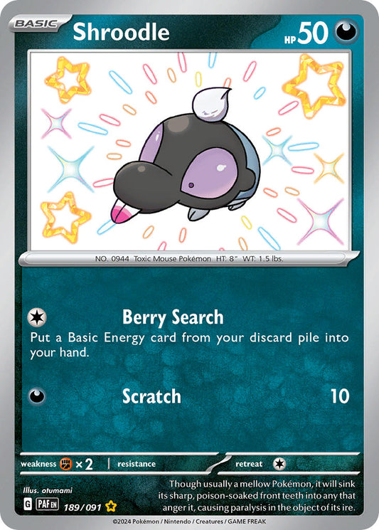Shroodle | Paldean Fates | Scarlet & Violet | 189/91 | New Mint | Shiny Rare