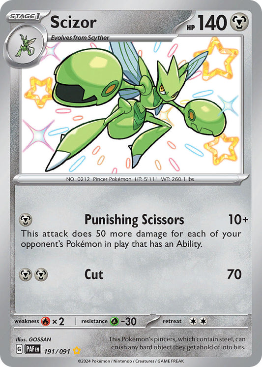 Scizor | Paldean Fates | Scarlet & Violet | 191/91 | New Mint | Shiny Rare