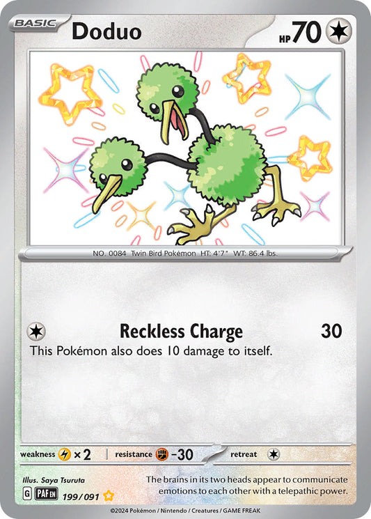 Doduo | Paldean Fates | Scarlet & Violet | 199/91 | New Mint | Shiny Rare