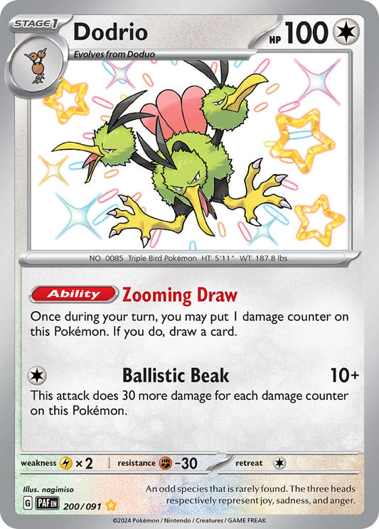 Dodrio | Paldean Fates | Scarlet & Violet | 200/91 | New Mint | Shiny Rare
