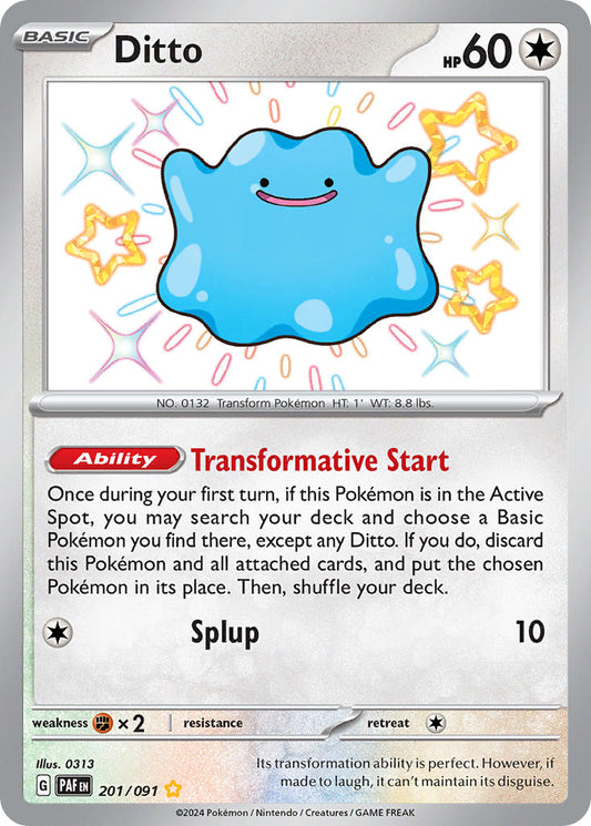 Ditto | Paldean Fates | Scarlet & Violet | 201/91 | New Mint | Shiny Rare