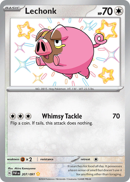 Lechonk | Paldean Fates | Scarlet & Violet | 207/91 | New Mint | Shiny Rare