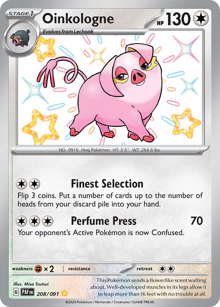 Oinkologne | Paldean Fates | Scarlet & Violet | 208/91 | New Mint | Shiny Rare